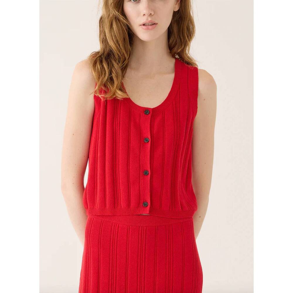 NEW DEMYLEE NEW YORK nyla cotton linen top in red